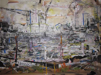 Sunderland ship yards by artist Ian Potts