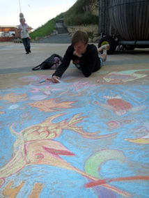 Cultural Spring's David Callaghan at the Eon-Arts CHALK IN at Roker