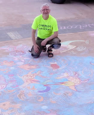 Eon-Arts artist Ian Potts at a Sunderland Chalk In